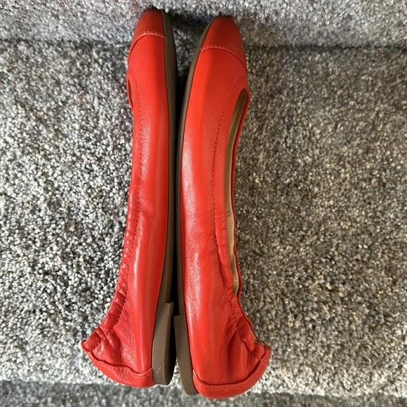 Tory Burch York Orange Leather Ballet Flats 8M - Picture 6 of 11